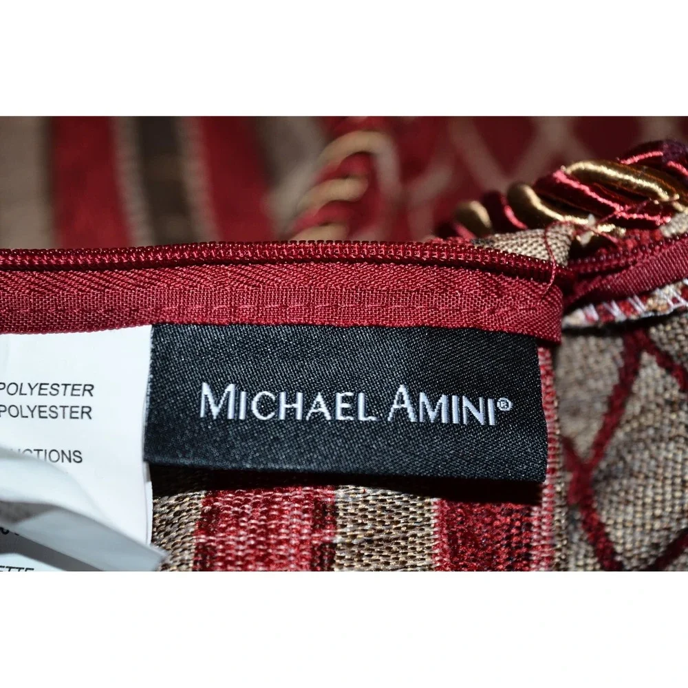 Michael Amini Designer euro Pillow Sham Burgandy Gold Rope trim 26X26 Elegant